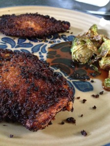 Chipotle Panko coated Chicken with Brussels Sprouts